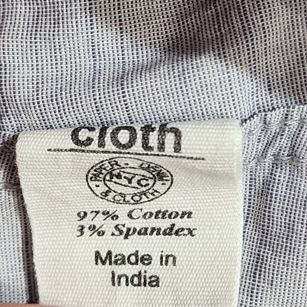 Paper Denim Cloth Button Down Shirt Slim Fit Stretch Fabric Gray Large - Picture 5 of 8